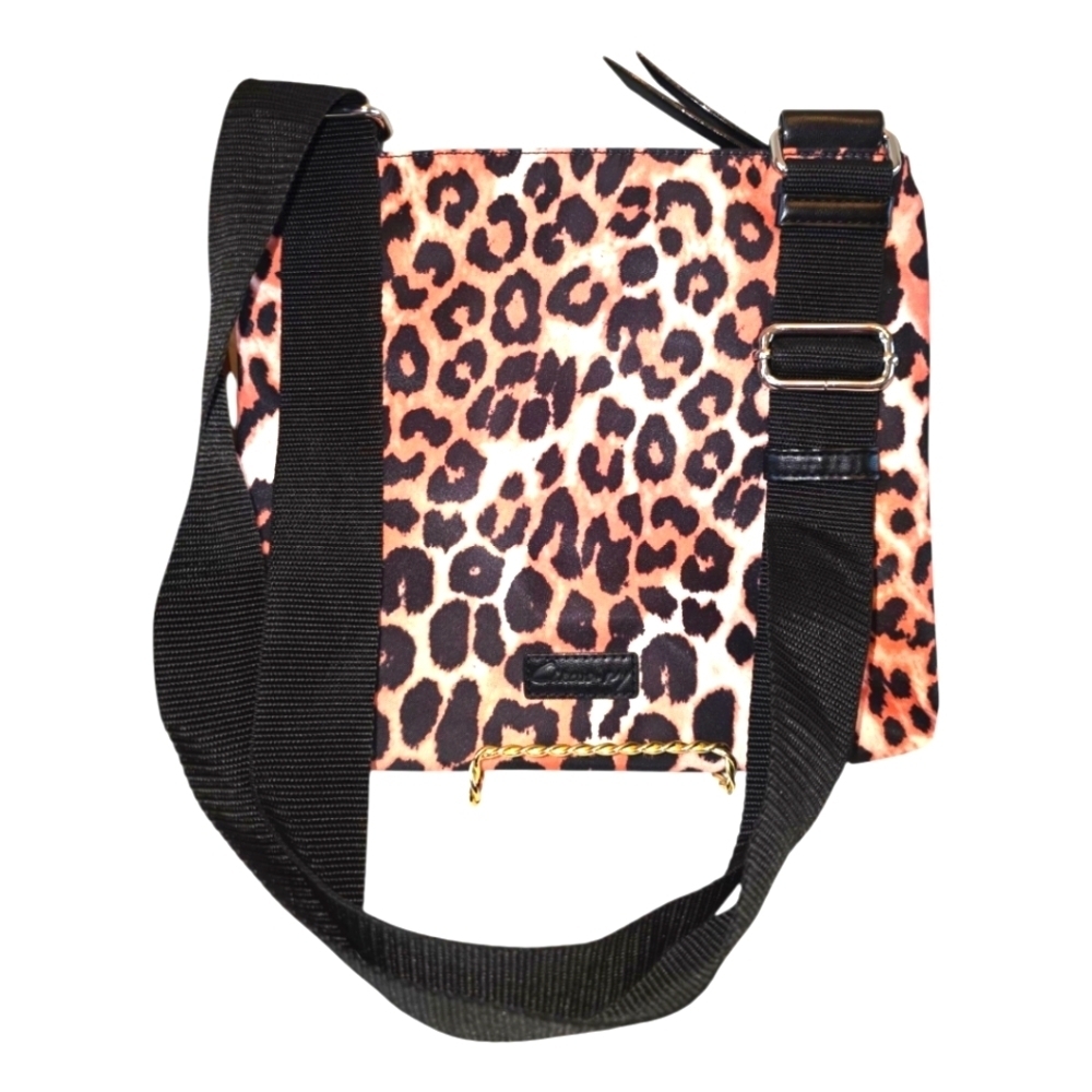 Carlos Leopard Print Microfiber Large Crossbody Bag